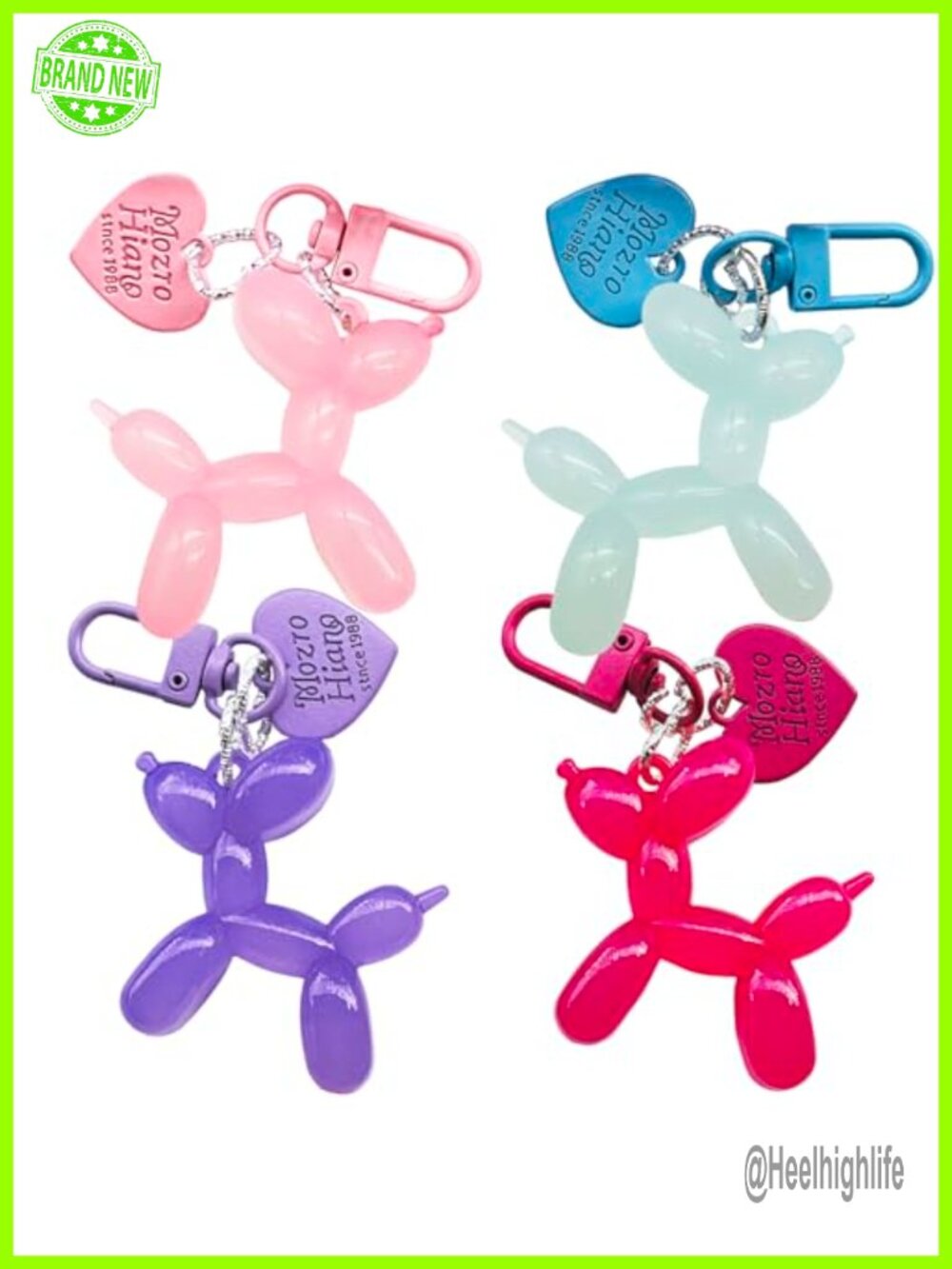Jelly Balloon Dog Keychain Bag Charm Resin Keyring Purse Accessory 4 PCS